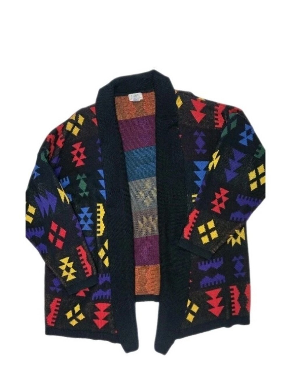 CST Studio Vintage Open Front Asymmetrical Cardigan Sweater Size 2X Aztec